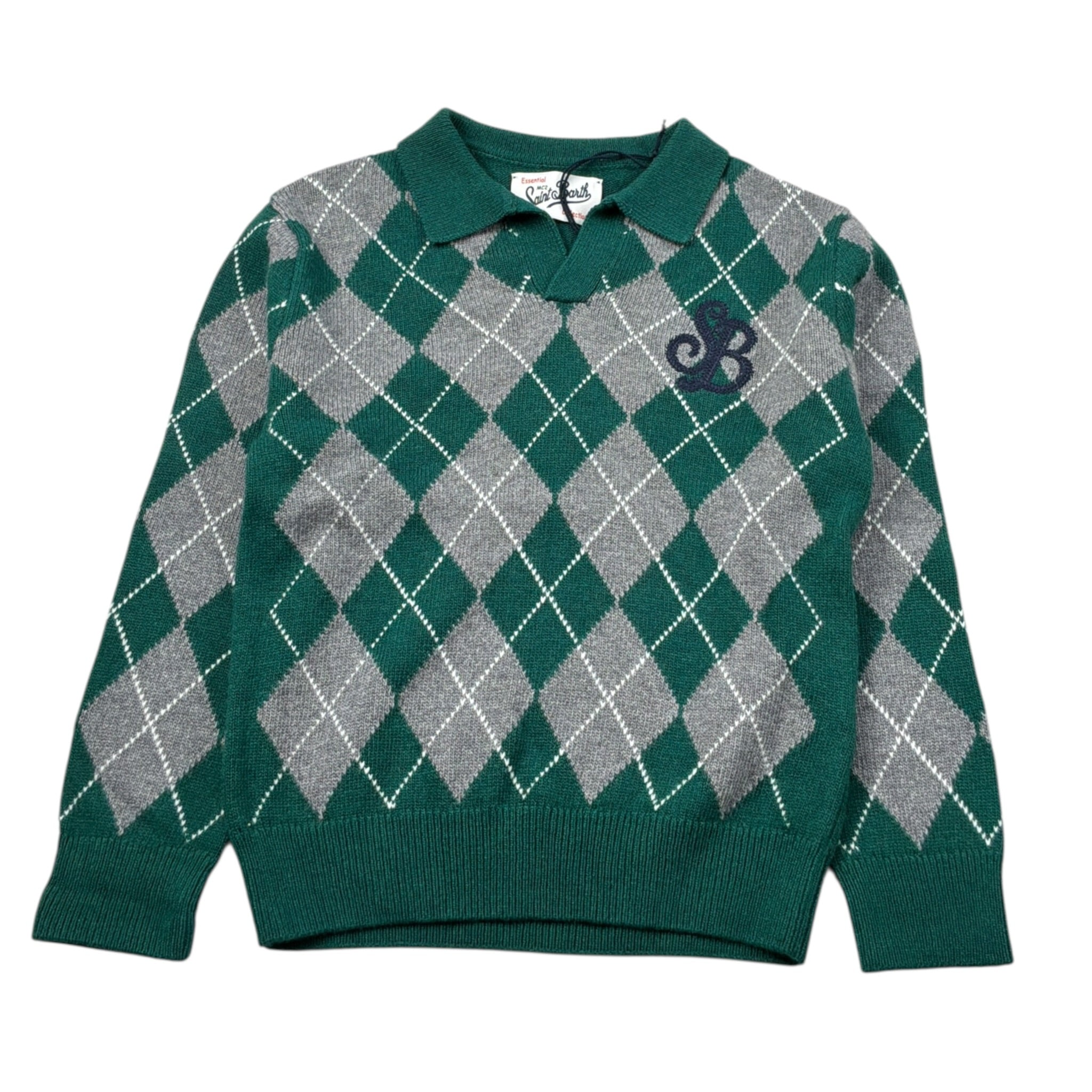Saint Barth Maglia Bicolore con Stampa Rombo Grigio per Bambino BELMONT GRIGIO SAINT BARTH 