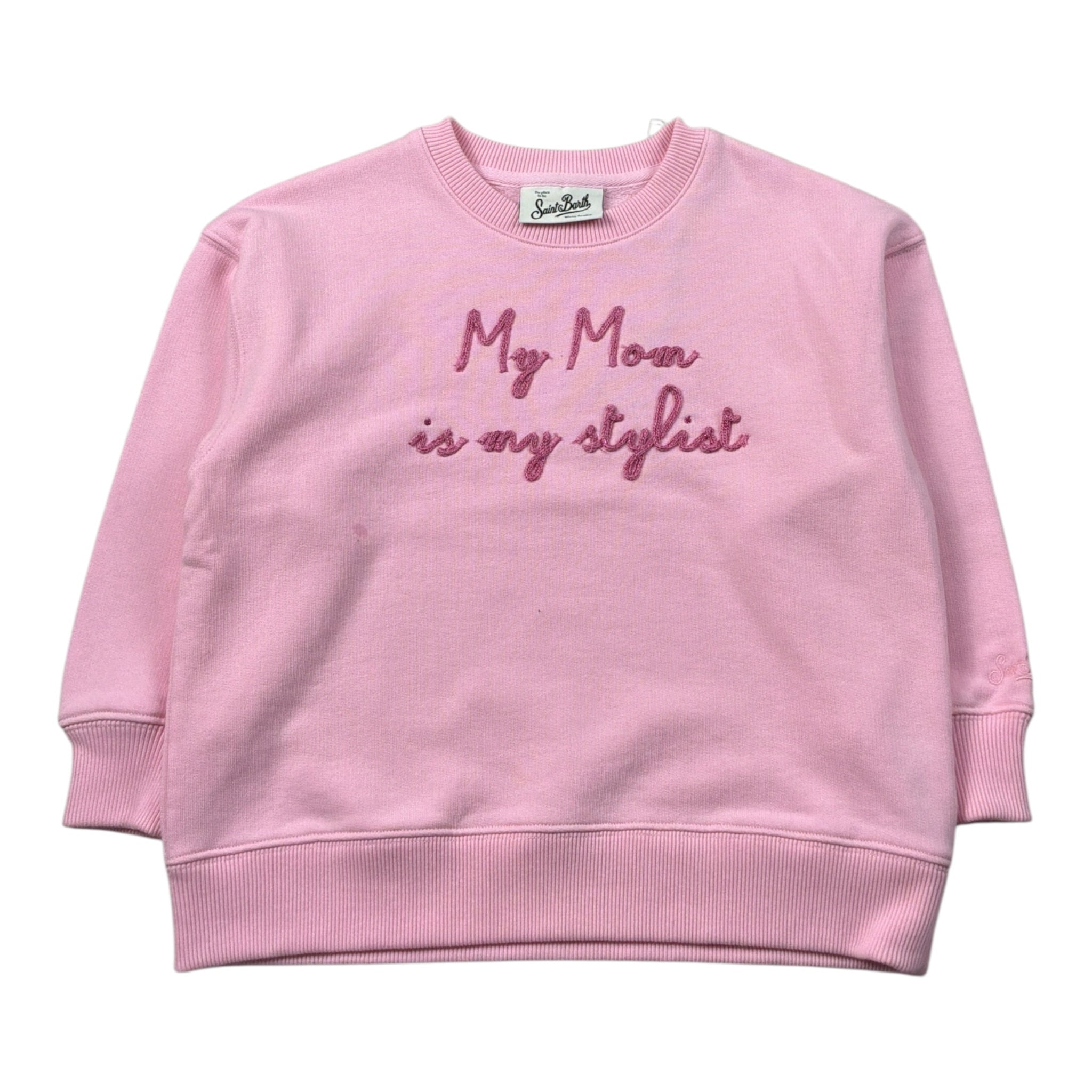 Saint Barth Felpa Chiusa Girocollo tinta unita con Stampa Rosa per Bambina BRIONYY ROSA SAINT BARTH 