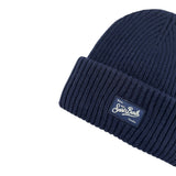 Saint Barth Cappello tinta unita con Ricamo Blu per Neonato BRR0001ON BLU SAINT BARTH 
