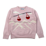 Saint Barth Maglia Girocollo tinta unita con Logo Rosa per Bambina CABLE ROSA SAINT BARTH 