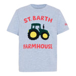Saint Barth Shirt Girocollo tinta unita con Logo Grigio per Neonato CAM000100864 GRIGIO SAINT BARTH 