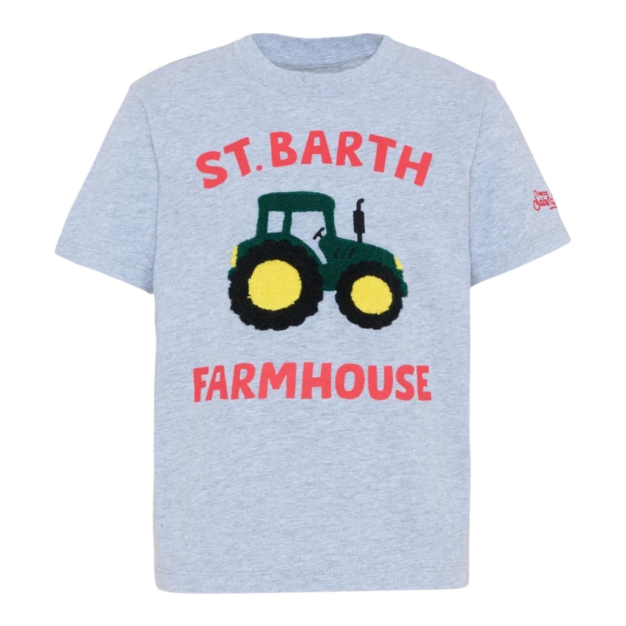 Saint Barth Shirt Girocollo tinta unita con Logo Grigio per Neonato CAM000100864 GRIGIO SAINT BARTH 