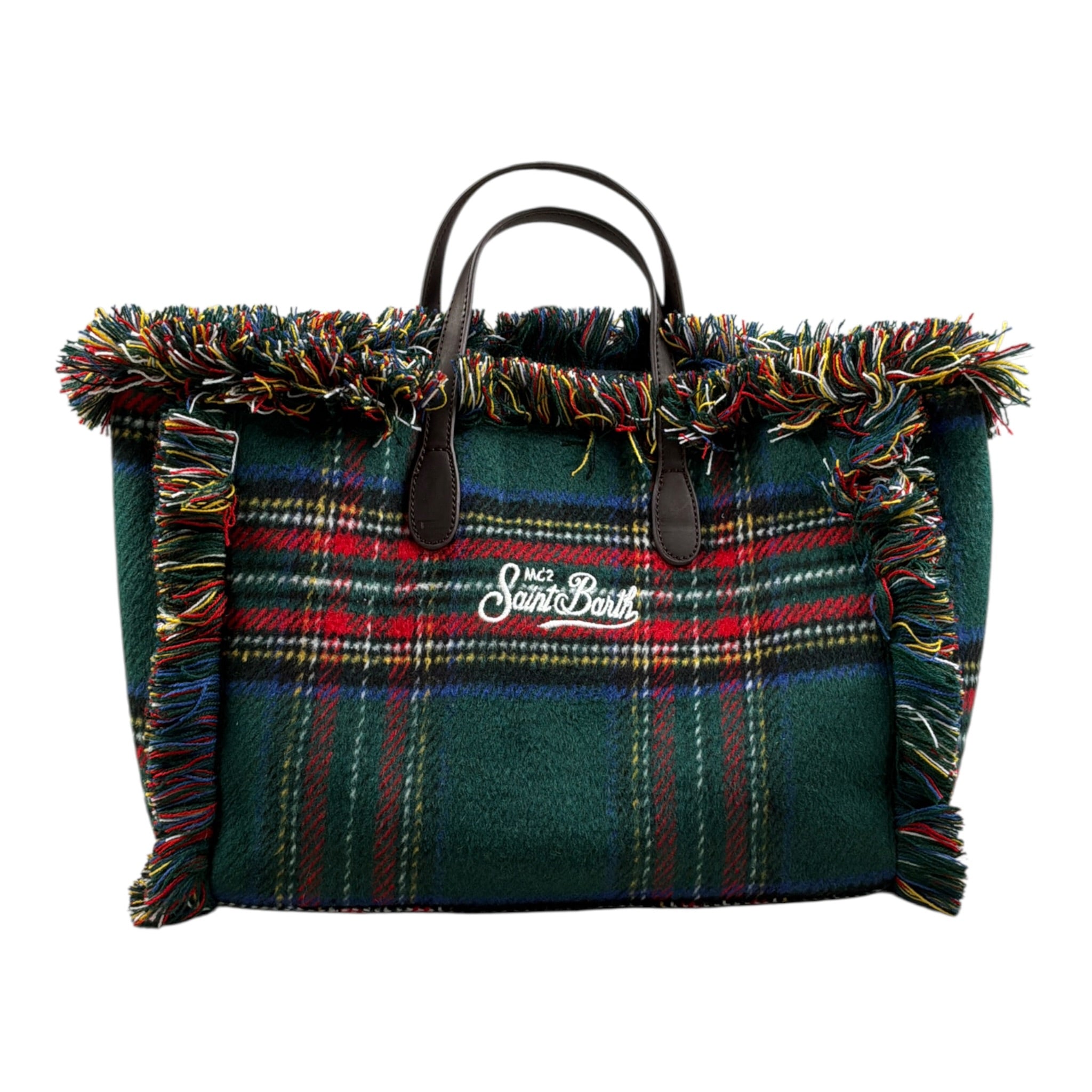 Saint Barth Borsa Bicolore con Fantasia Scozzese E Logo Verde per Bambina COL0003TAR VERDE SAINT BARTH 