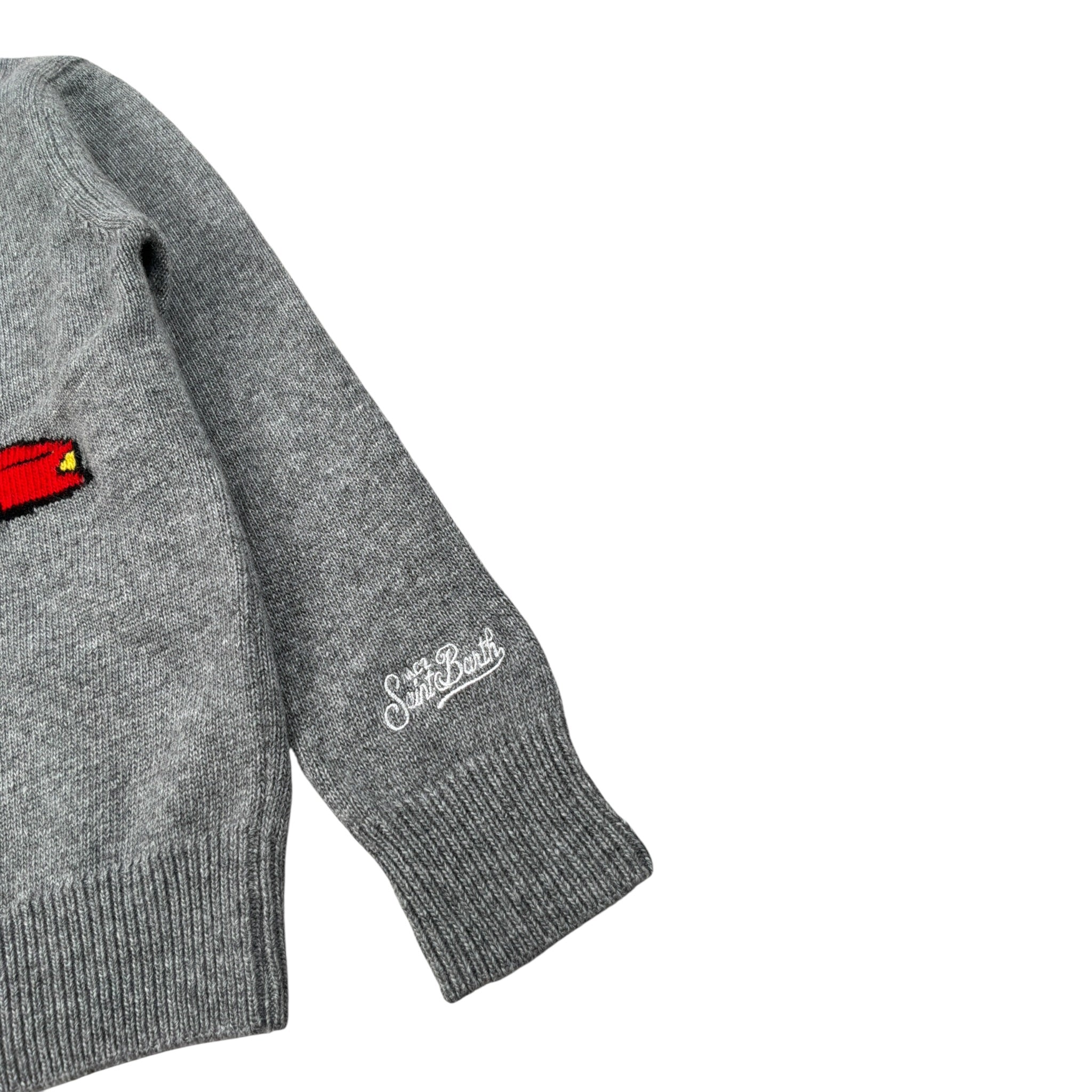 Saint Barth Maglia tinta unita Girocollo con Stampa Grigio per Bambino CRESCOVELOCE GRIGIO SAINT BARTH 