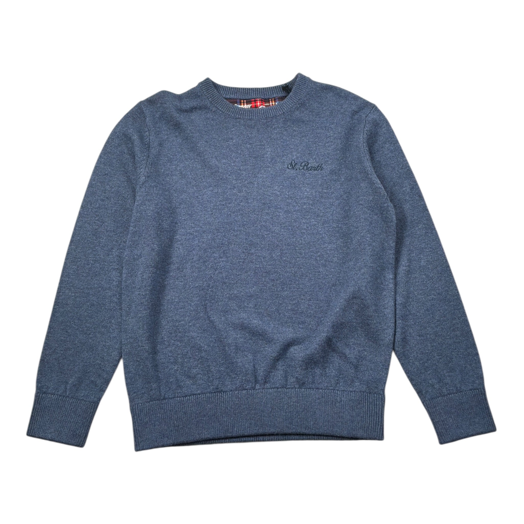 Saint Barth Maglia Girocollo tinta unita con Logo Blu per Bambina DENIMDIXON BLU SAINT BARTH 