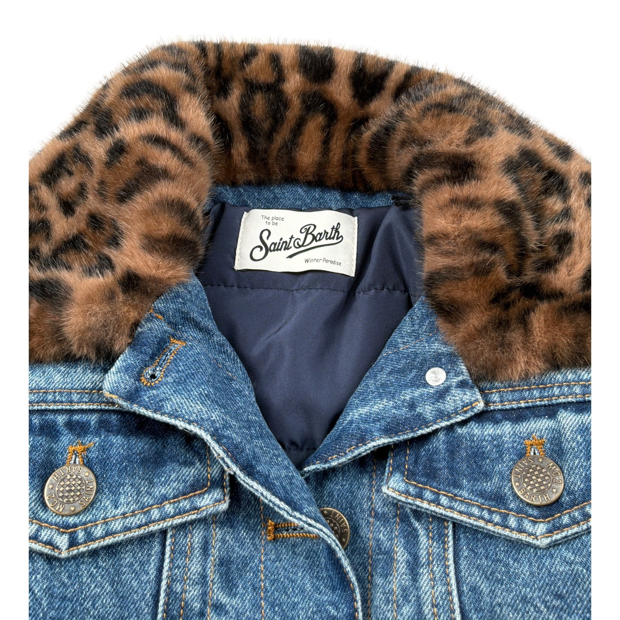 Saint Barth Giubbino In Denim tinta unita Blu per Bambina DLS0002 BLU SAINT BARTH 