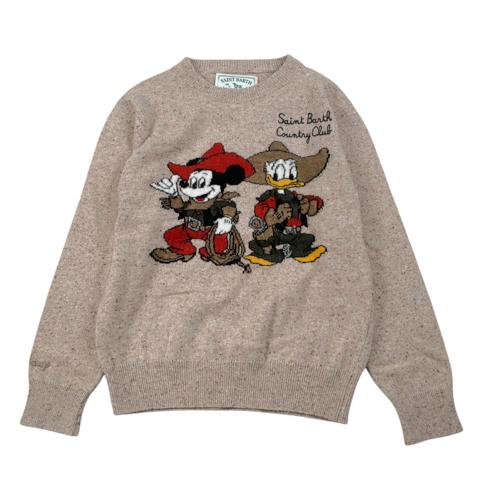 Saint Barth Maglia Girocollo tinta unita con Stampa Beige per Bambina DOUGLASDONEGAL BEIGE SAINT BARTH 