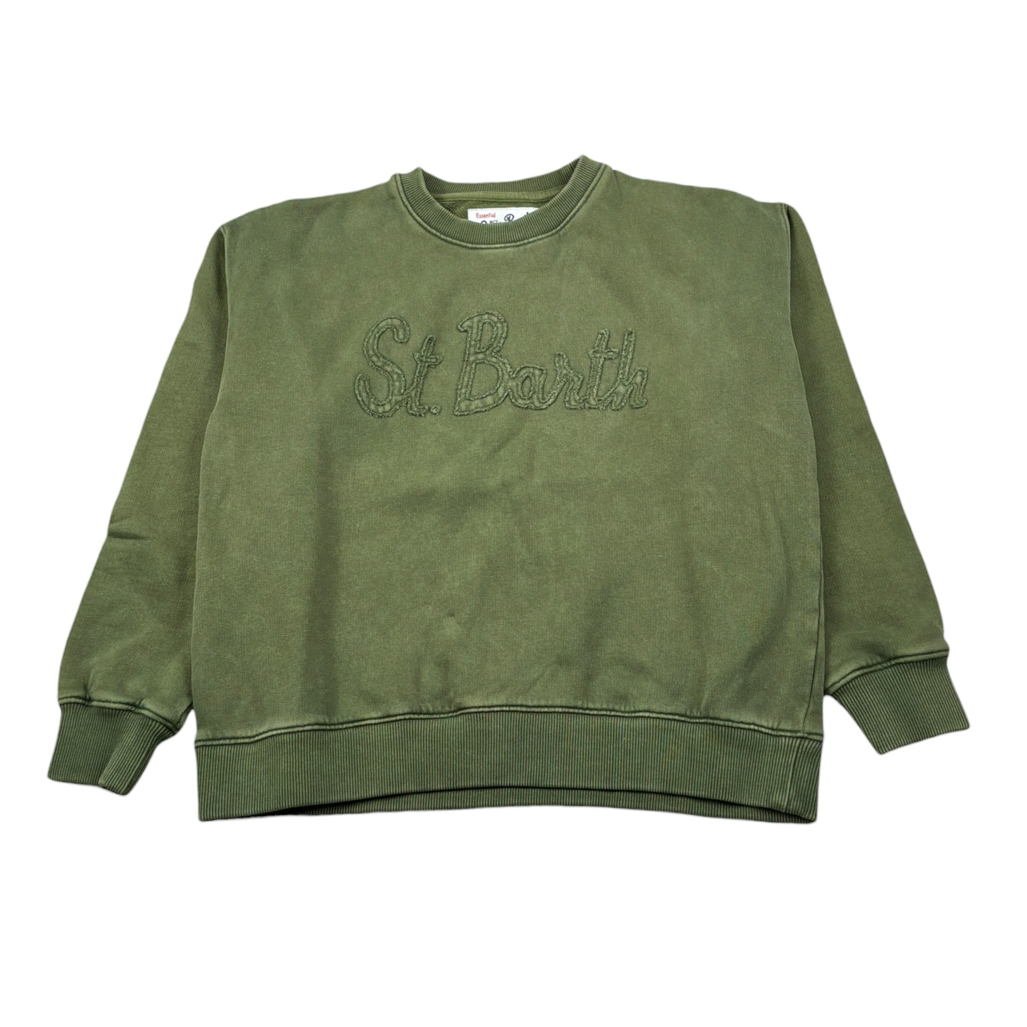 Saint Barth Felpa Chiusa Girocollo tinta unita con Stampa Verde per Bambino HRL0001 VERDE SAINT BARTH 