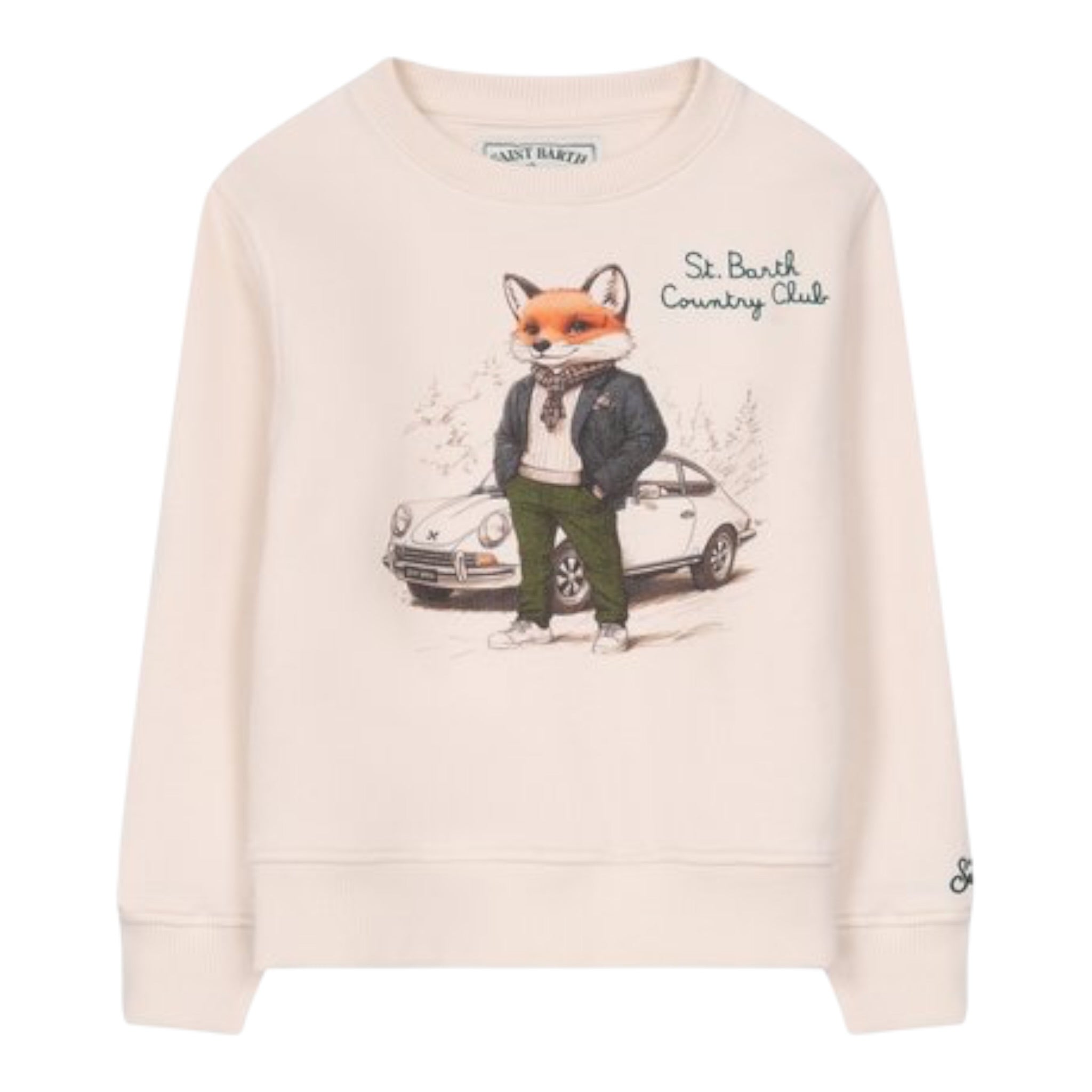Saint Barth Felpa Chiusa Girocollo tinta unita con Stampa Panna per Bambino HUT000401035I PANNA SAINT BARTH 