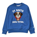 Saint Barth Felpa Girocollo tinta unita con Stampa Blu per Bambino HUTTON486 BLU SAINT BARTH 