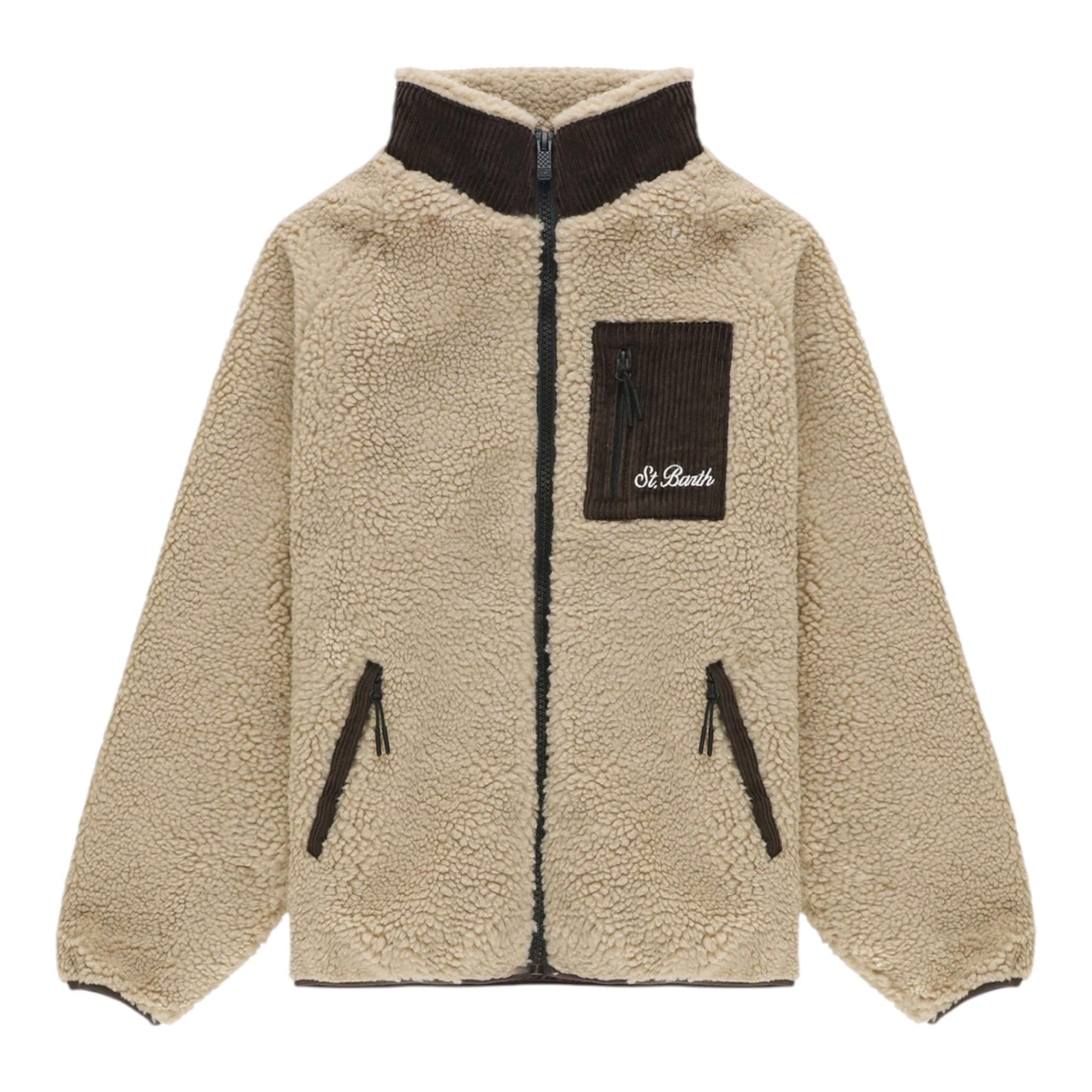 Saint Barth Giubbino tinta unita con Zip Modello Teddy Beige per Bambino KEY0005 BEIGE SAINT BARTH 