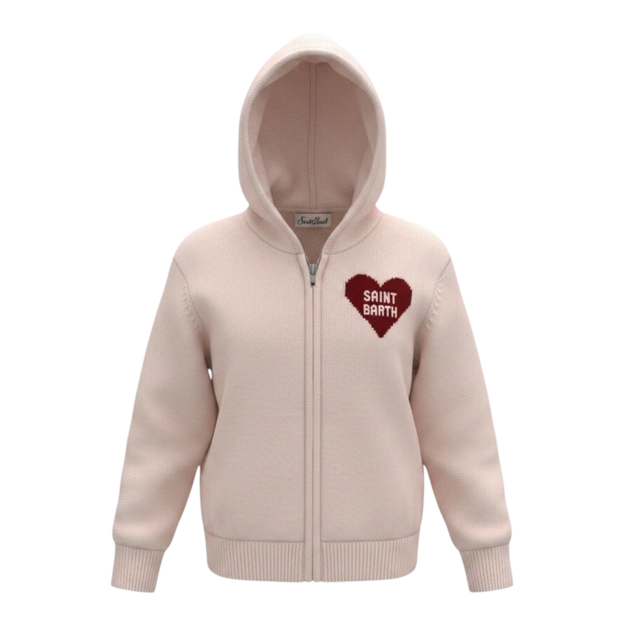 Saint Barth Maglia tinta unita con Zip E Cappuccio Panna per Bambina KYLA PANNA SAINT BARTH 