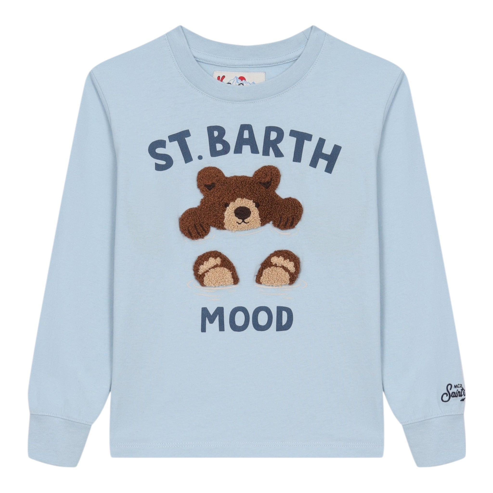 Saint Barth Shirt Girocollo tinta unita con Stampa Azzurro per Neonato LUTON AZZURRO SAINT BARTH 