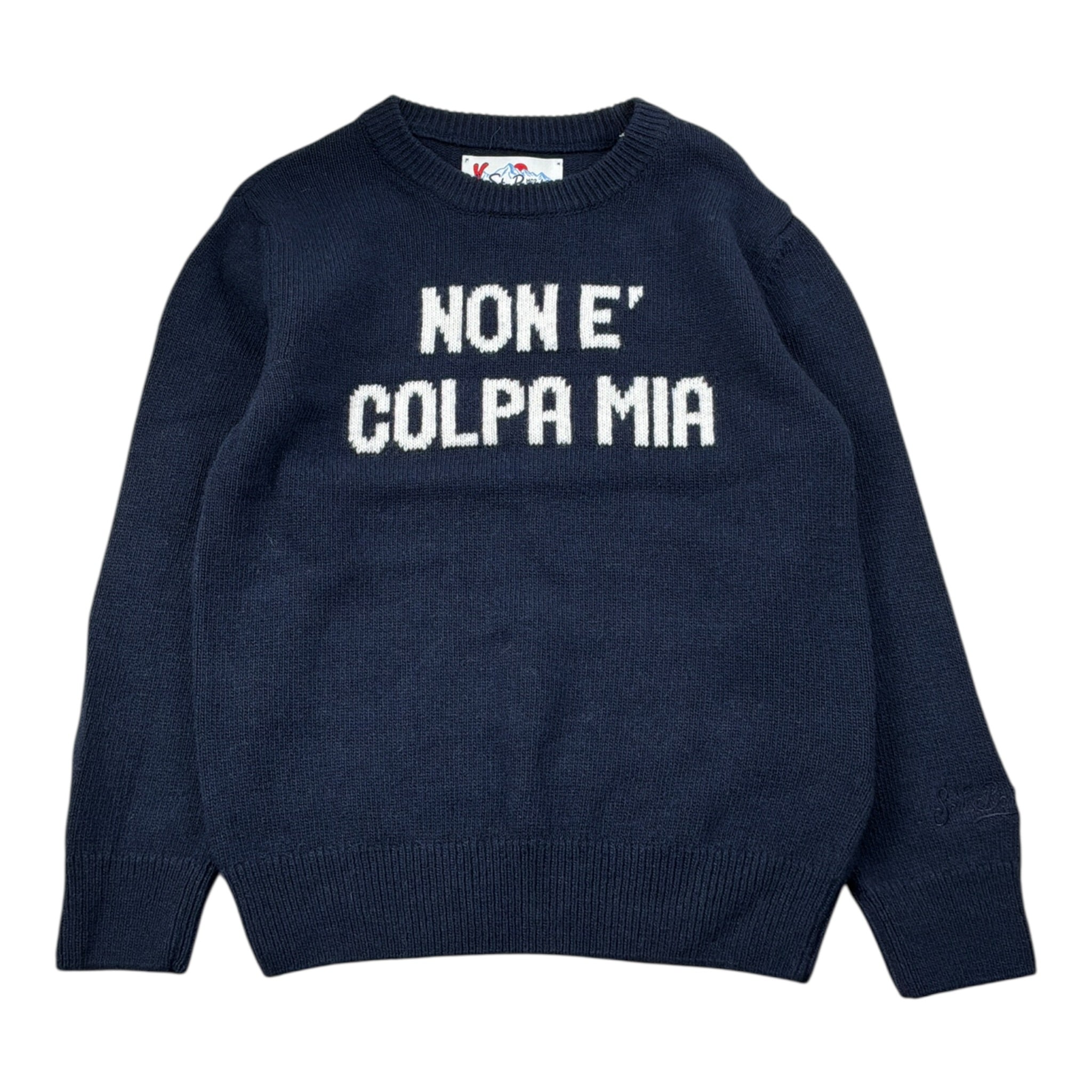 Saint Barth Maglia Girocollo tinta unita con Stampa Blu per Bambino NONCOLPA BLU SAINT BARTH 