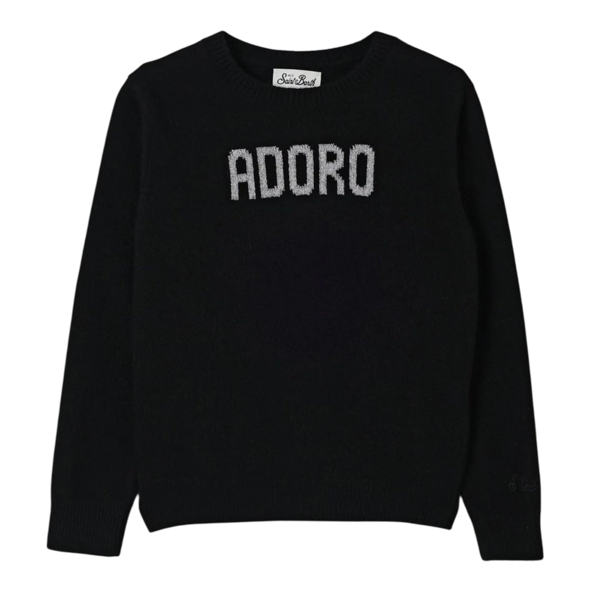 Saint Barth Maglia tinta unita con Stampa Nero per Bambina PRC000100553 NERO SAINT BARTH 