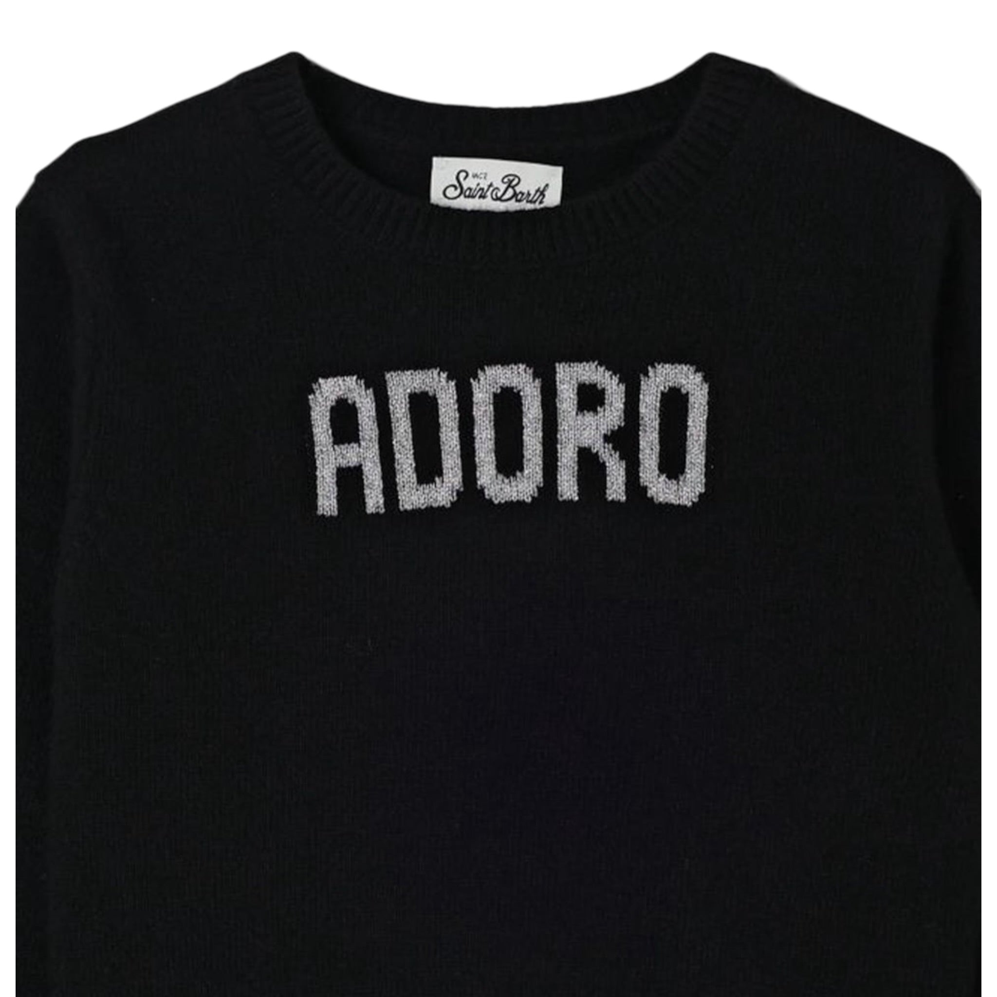 Saint Barth Maglia tinta unita con Stampa Nero per Neonata PRC0001XXN NERO SAINT BARTH 