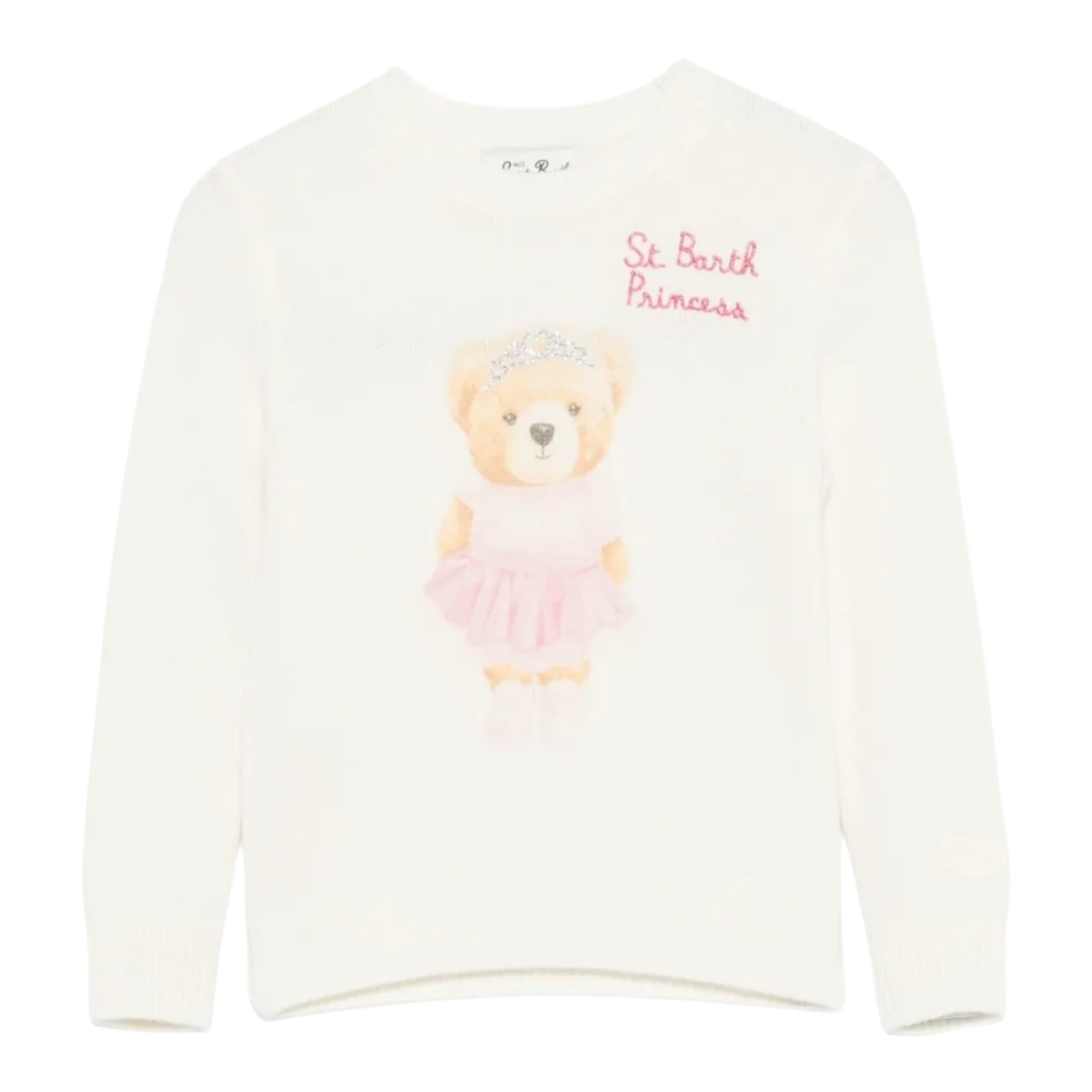 Saint Barth Maglia tinta unita con Stampa Panna per Bambina PRC0015 PANNA SAINT BARTH 