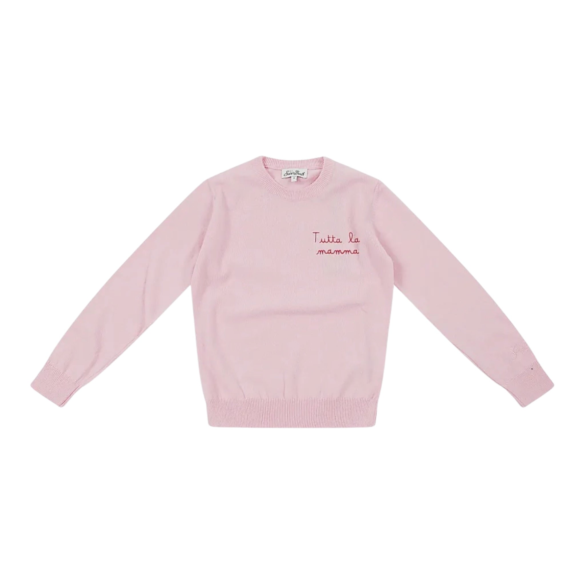 Saint Barth Maglia tinta unita con Stampa Rosa per Bambina PRC0016 ROSA SAINT BARTH 