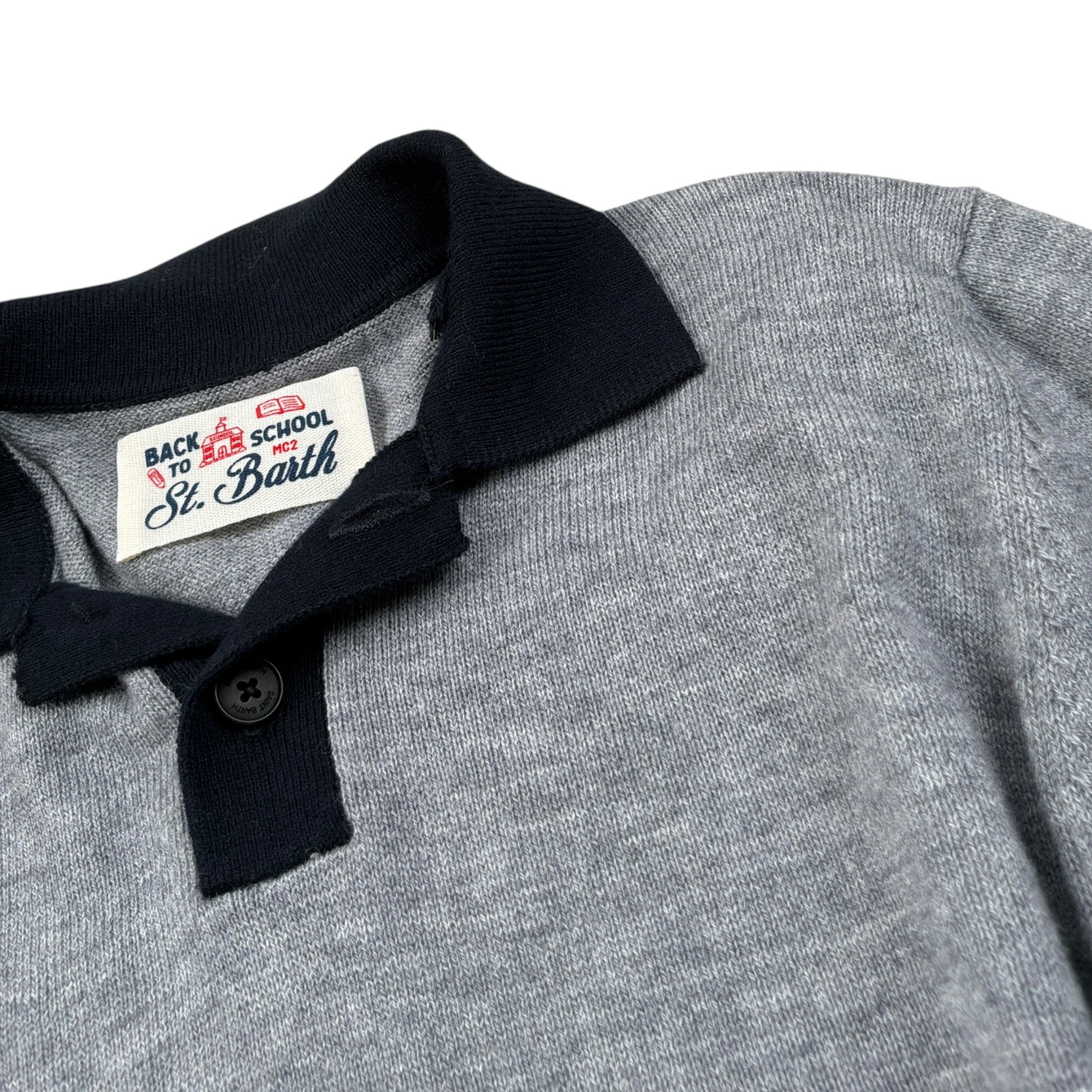 Saint Barth Maglia tinta unita con Colletto E Logo Grigio per Bambino ROMEOO GRIGIO SAINT BARTH 