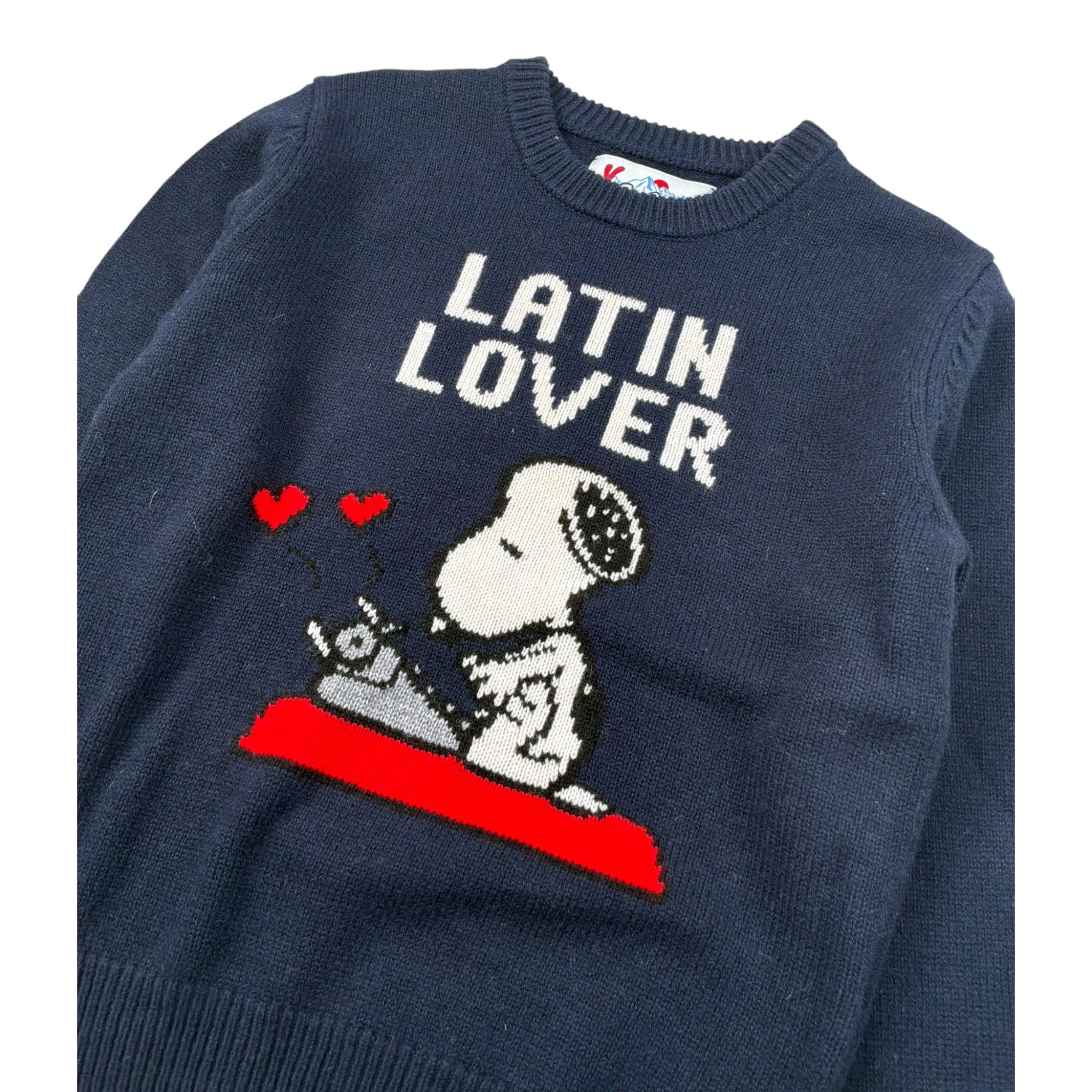 Saint Barth Maglia tinta unita Girocollo con Stampa Blu per Bambino SNOOPYLATIN BLU SAINT BARTH 