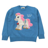 Saint Barth Maglia Girocollo tinta unita con Ricami Azzurro per Bambina TRUDIX AZZURRO SAINT BARTH 