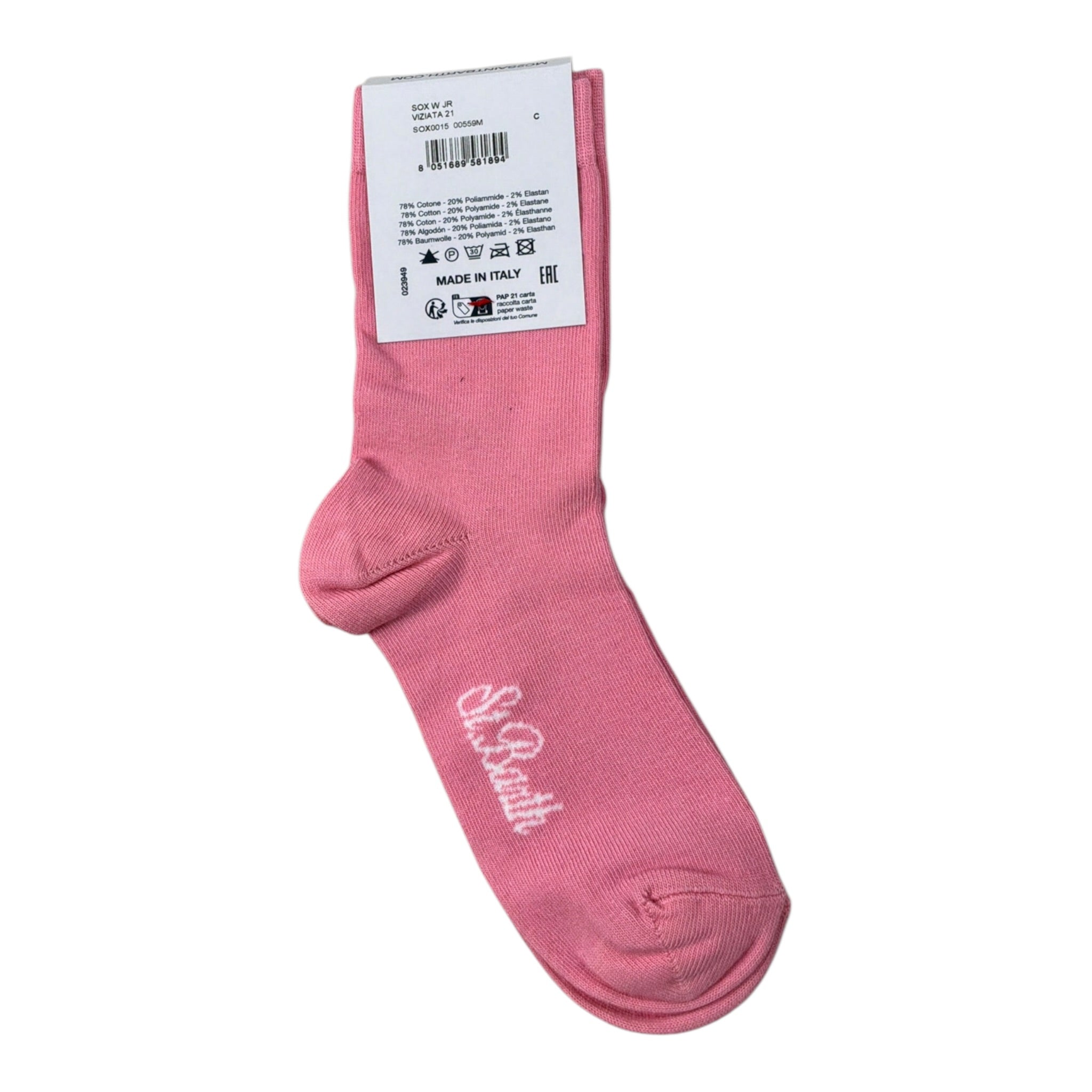 Saint Barth Calzini tinta unita con Stampa Rosa per Bambina VIZIATA ROSA SAINT BARTH 