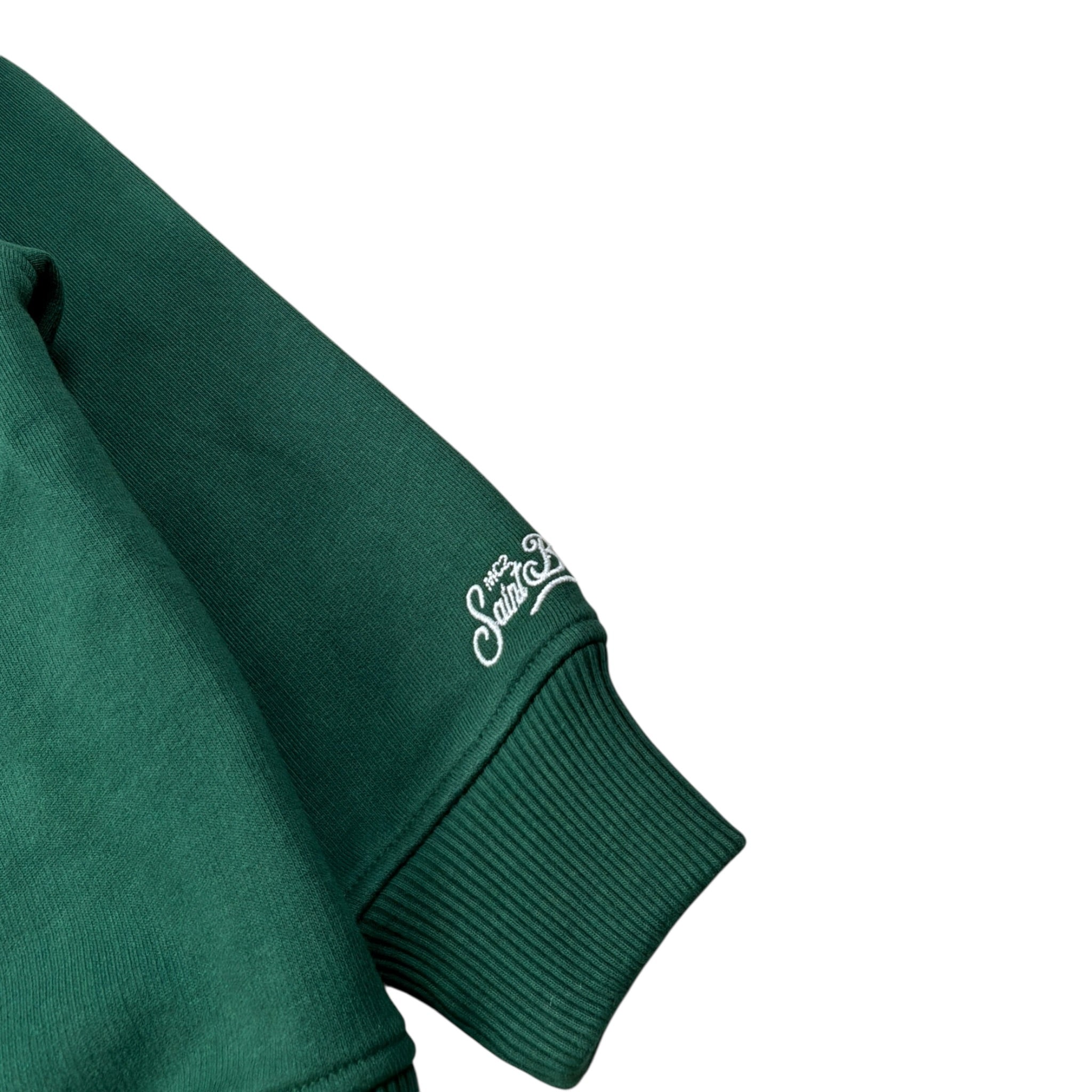 Saint Barth Felpa tinta unita con Zip E Stampa Verde per Bambina WILTONJR VERDE SAINT BARTH 