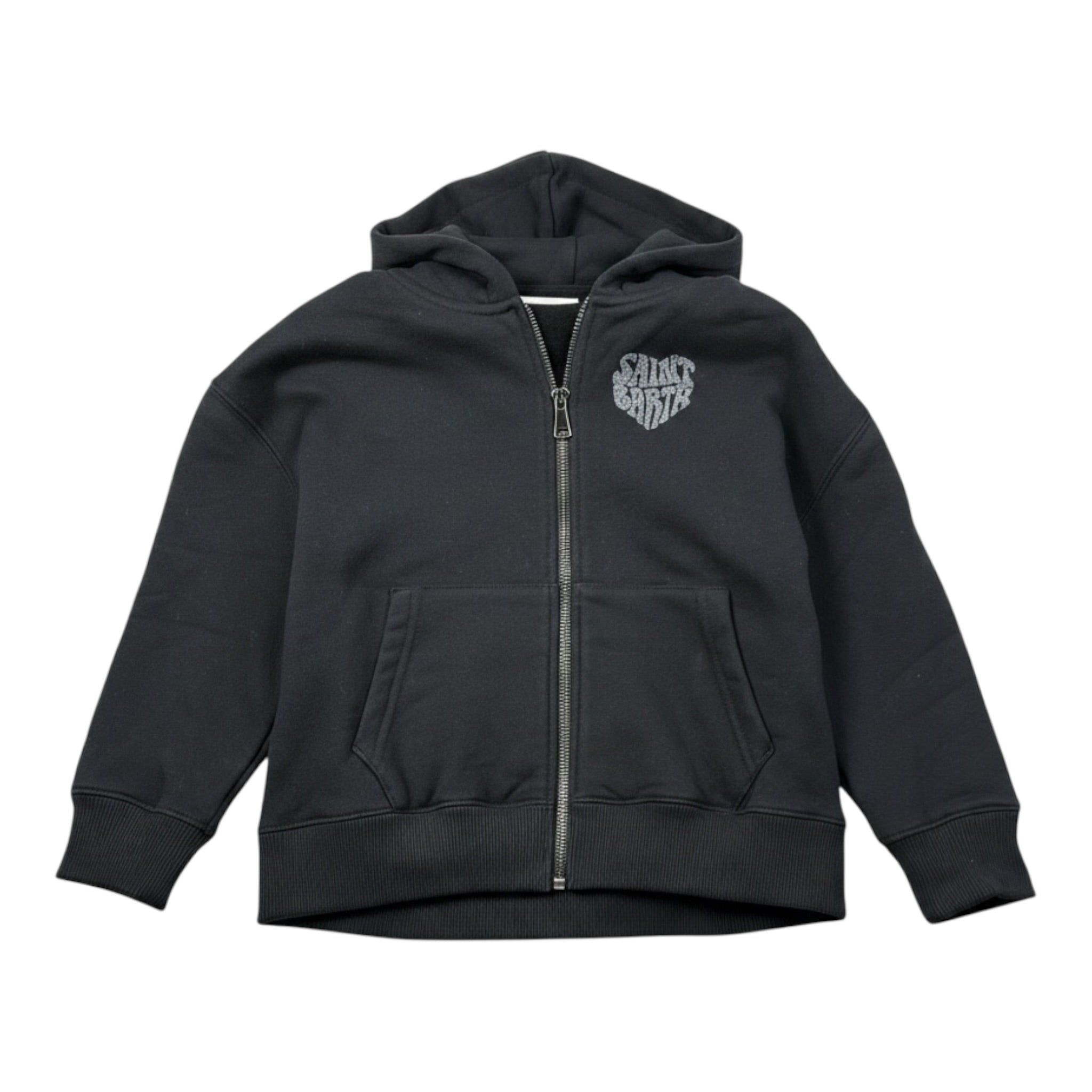 Saint Barth Felpa tinta unita con Zip E Cappuccio Nero per Bambina ZADIEJR NERO SAINT BARTH 