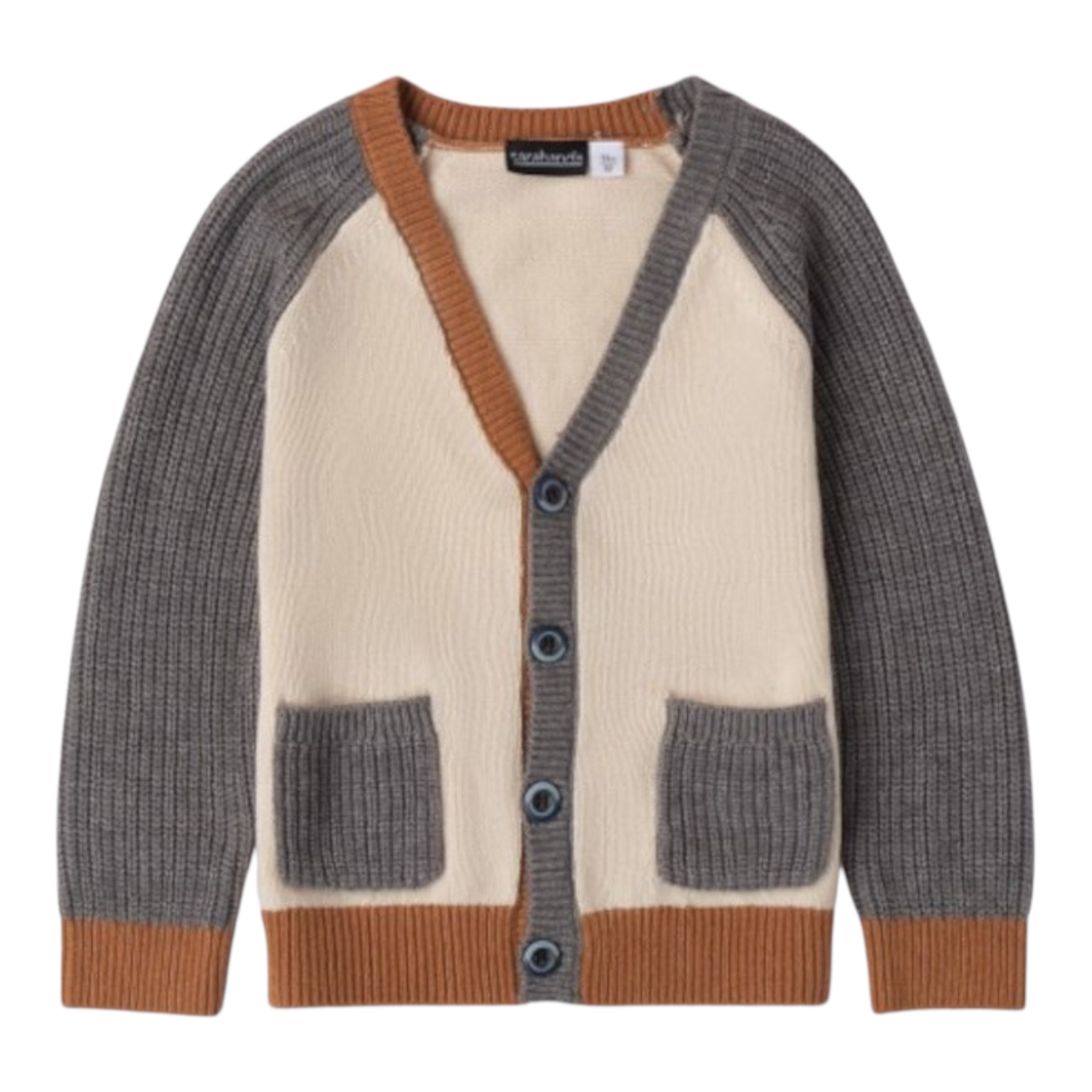 Sarabanda Cardigan tinta unita con Profili In Contrasto Beige per Bambino 0A108 BEIGE SARABANDA 