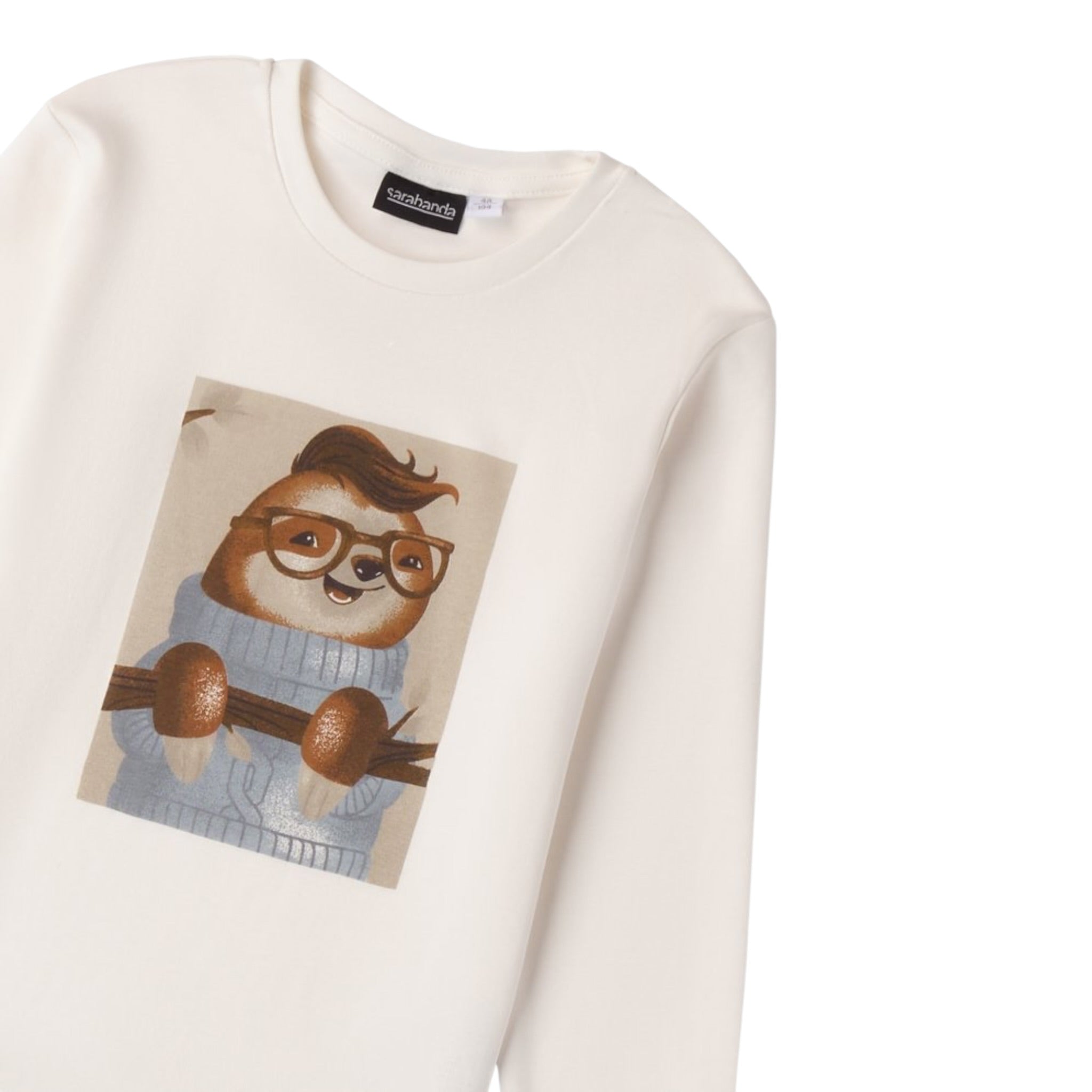 Sarabanda Shirt tinta unita con Stampa Bianco per Bambino 0A146 BIANCO SARABANDA 