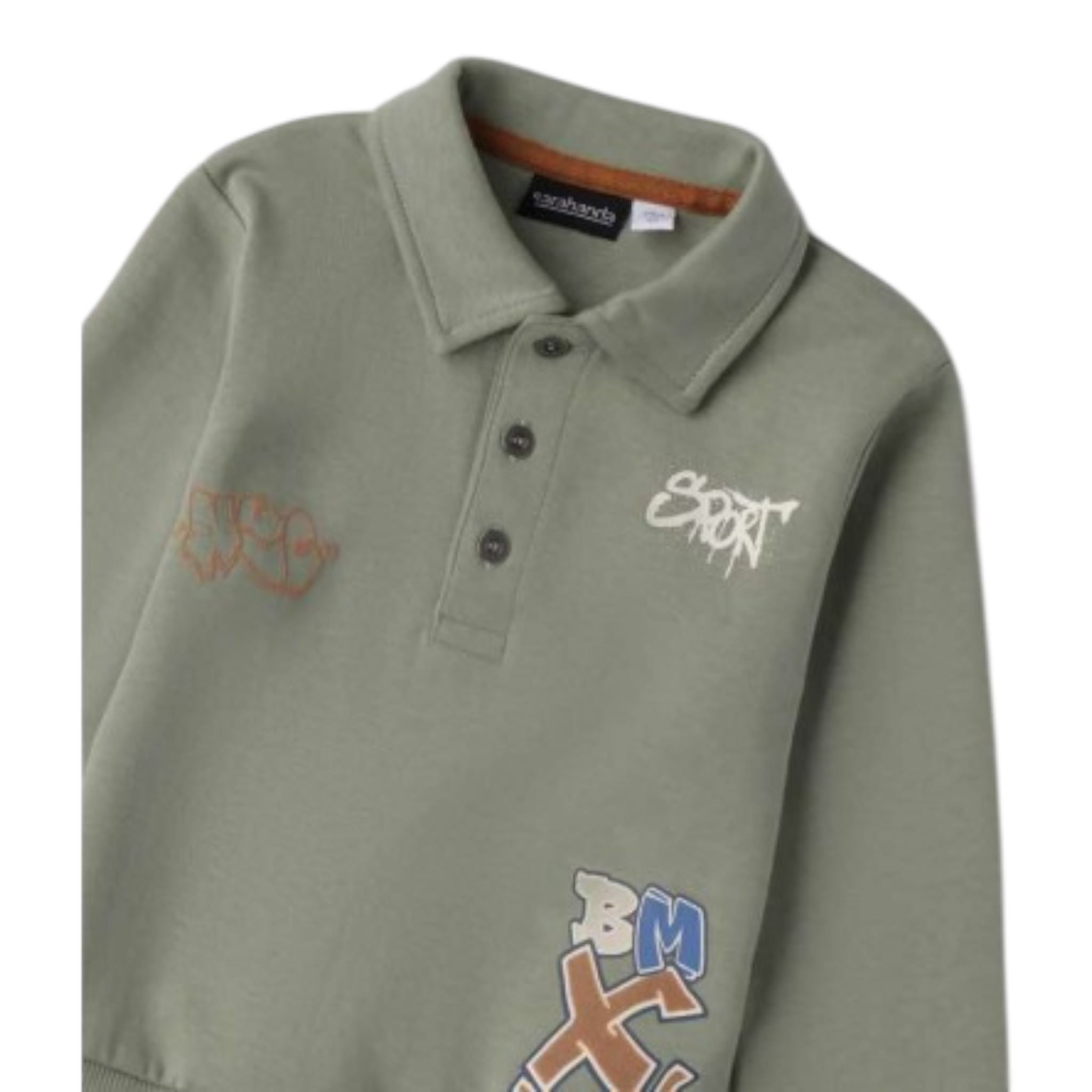 Sarabanda Polo tinta unita con Stampa Verde per Bambino 0F028 VERDE SARABANDA 