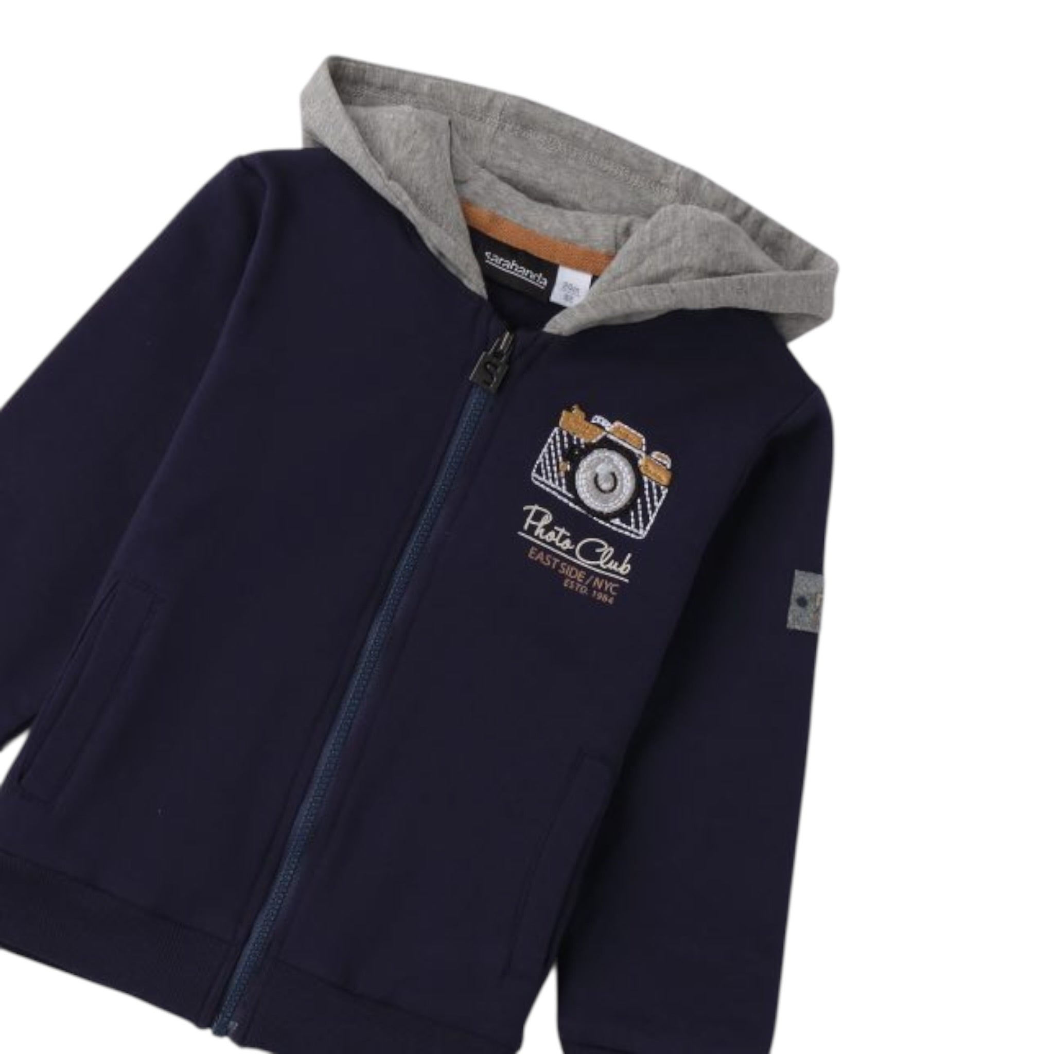 Sarabanda Felpa tinta unita con Cappuccio E Zip Blu per Bambino 0F133 BLU SARABANDA 