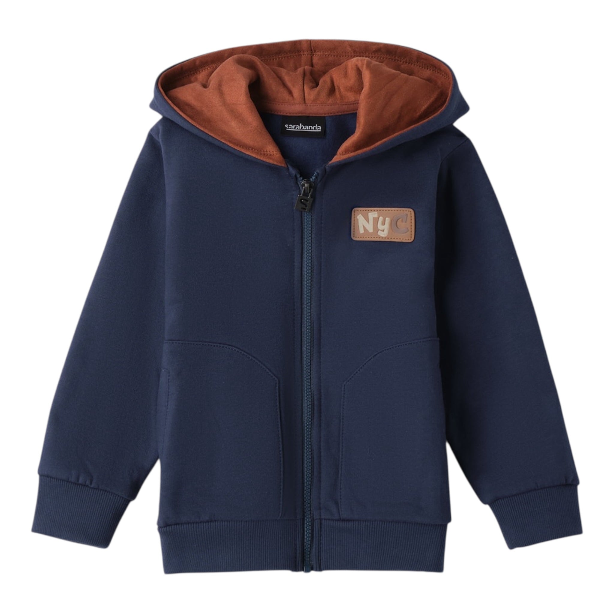 Sarabanda Felpa con Zip E Cappuccio tinta unita Blu per Bambino 0F145J BLU SARABANDA 
