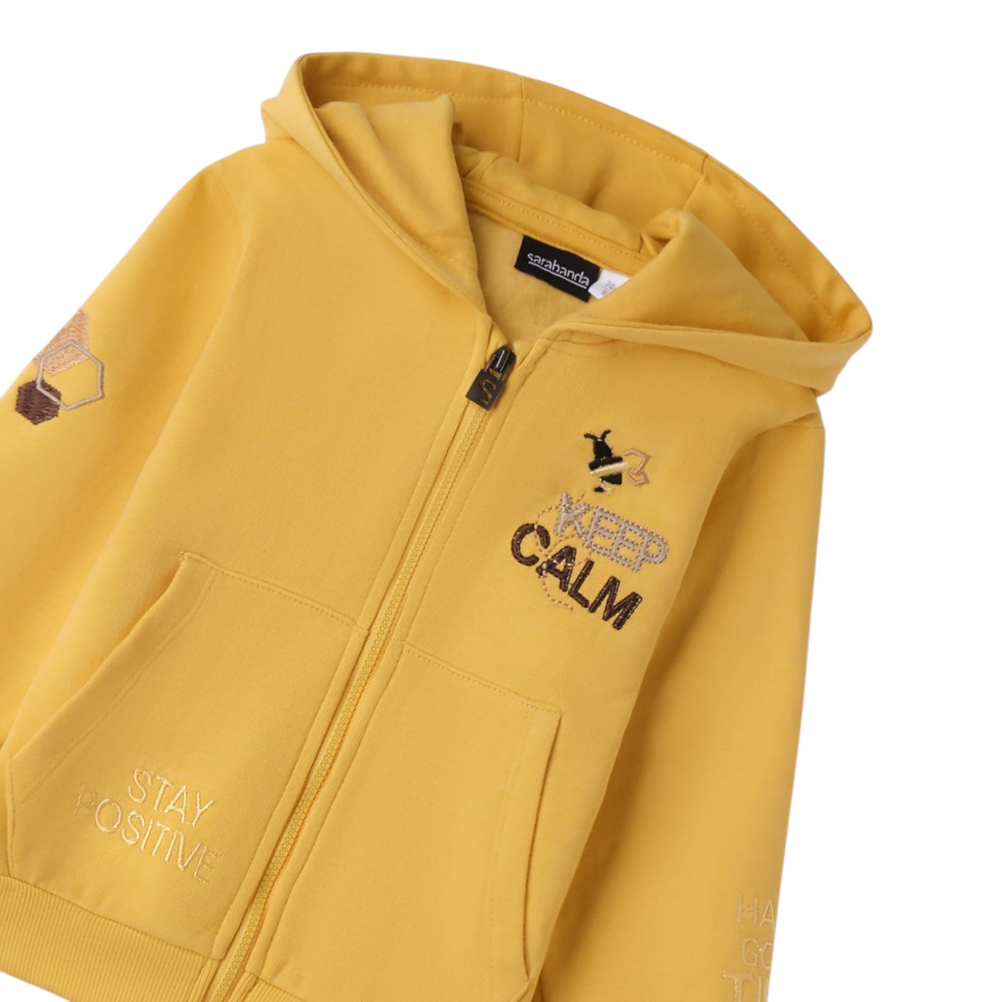 Sarabanda Felpa tinta unita con Cappuccio E Zip Giallo per Bambino 0F151 GIALLO SARABANDA 