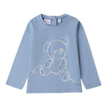 Sarabanda Shirt tinta unita con Stampa Azzurro per Bambina 0F205 AZZURRO SARABANDA 