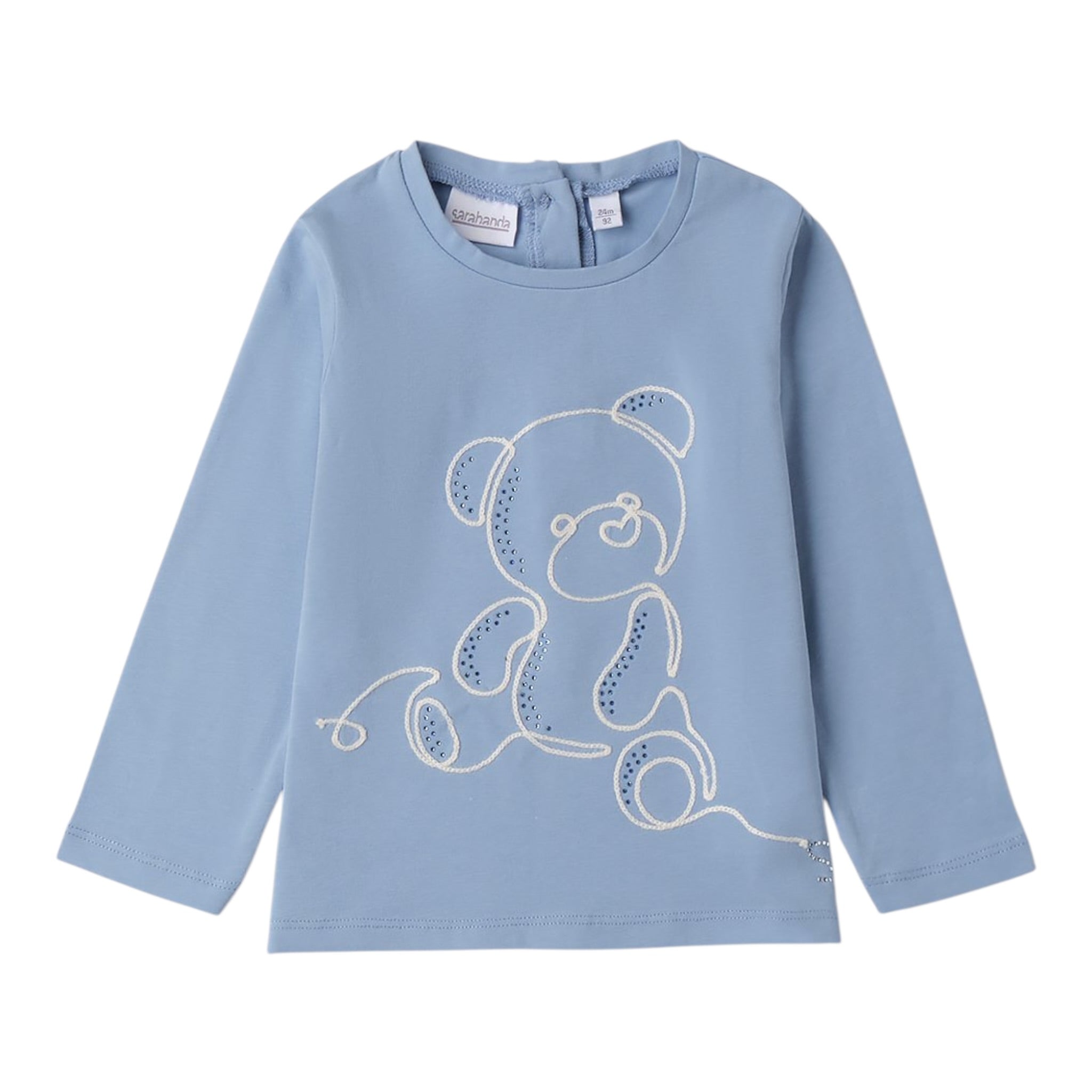Sarabanda Shirt tinta unita con Stampa Azzurro per Bambina 0F205 AZZURRO SARABANDA 