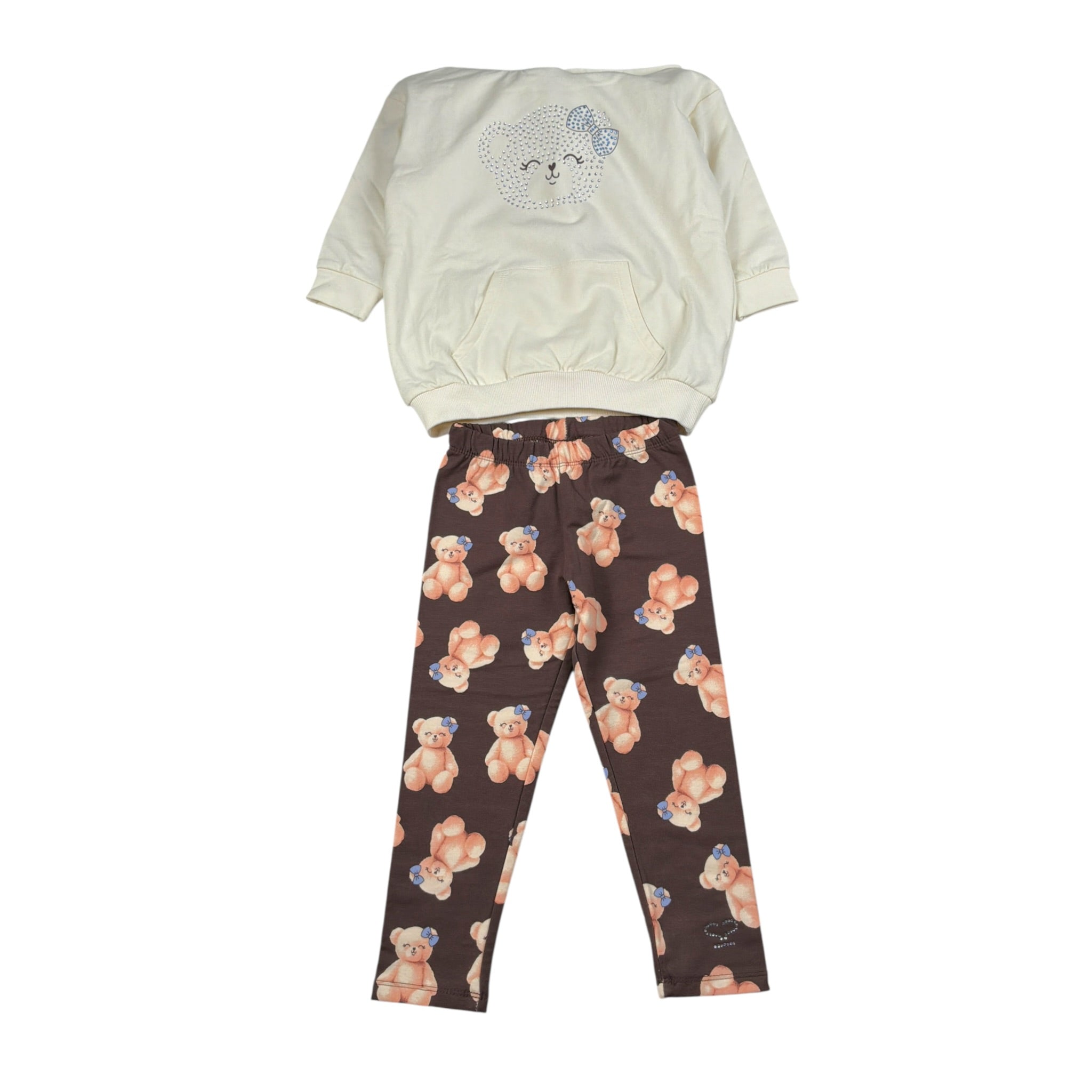 Sarabanda Completo 2Pz Felpa tinta unita con Cappuccio-Leggins Panna per Bambina 0F216 PANNA SARABANDA 