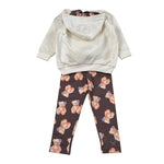 Sarabanda Completo 2Pz Felpa tinta unita con Cappuccio-Leggins Panna per Bambina 0F216 PANNA SARABANDA 