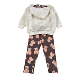 Sarabanda Completo 2Pz Felpa tinta unita con Cappuccio-Leggins Panna per Bambina 0F216 PANNA SARABANDA 