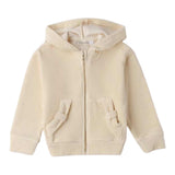 Sarabanda Felpa tinta unita con Zip E Cappuccio Panna per Neonata 0F304 PANNA SARABANDA 