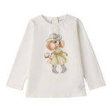 Sarabanda Shirt tinta unita con Stampa Bianco per Bambina 0F306 BIANCO SARABANDA 