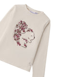 Sarabanda Shirt Girocollo tinta unita con Stampa Panna per Neonata 0F311 PANNA SARABANDA 