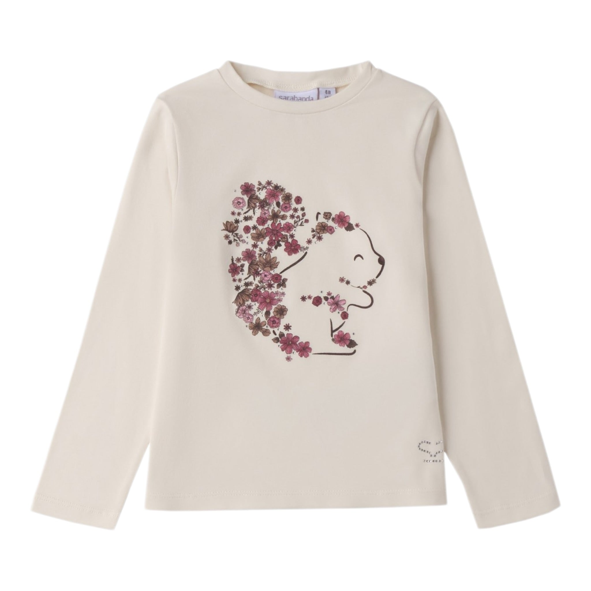 Sarabanda Shirt Girocollo tinta unita con Stampa Panna per Neonata 0F311 PANNA SARABANDA 