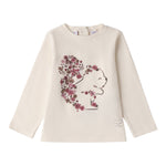 Sarabanda Shirt Girocollo tinta unita con Stampa Panna per Bambina 0F311X PANNA SARABANDA 