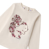 Sarabanda Shirt Girocollo tinta unita con Stampa Panna per Bambina 0F311X PANNA SARABANDA 