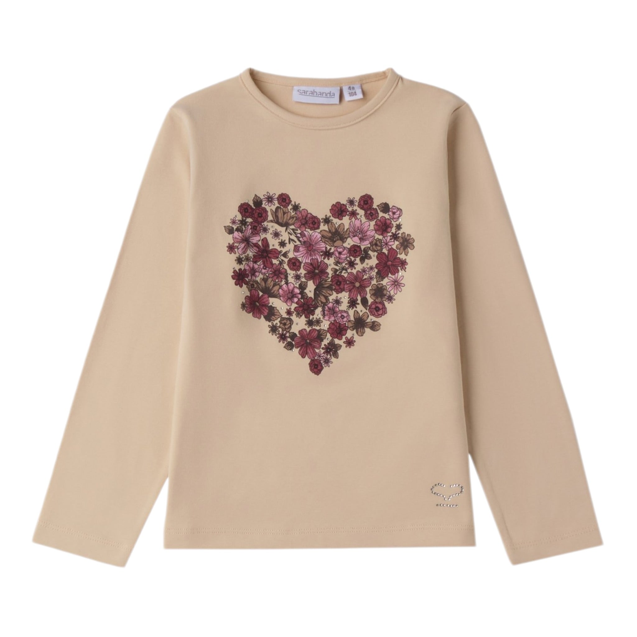 Sarabanda Shirt Girocollo tinta unita con Stampa Beige per Neonata 0F313 BEIGE SARABANDA 