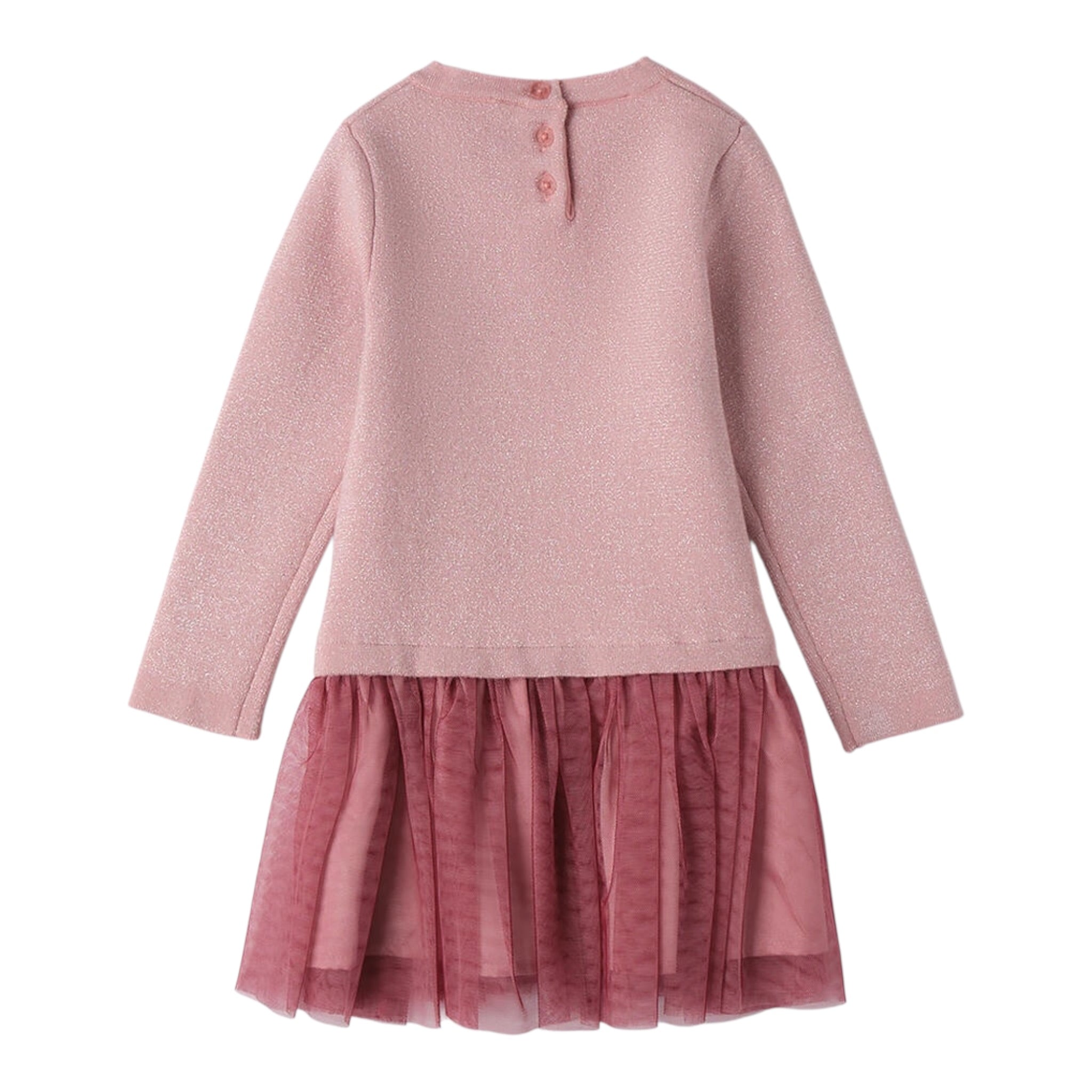 Sarabanda Abito tinta unita con Fiocco E Tulle Rosa per Bambina 0F340 ROSA SARABANDA 