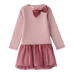 Sarabanda Abito tinta unita con Fiocco E Tulle Rosa per Neonata 0F340XN ROSA SARABANDA 