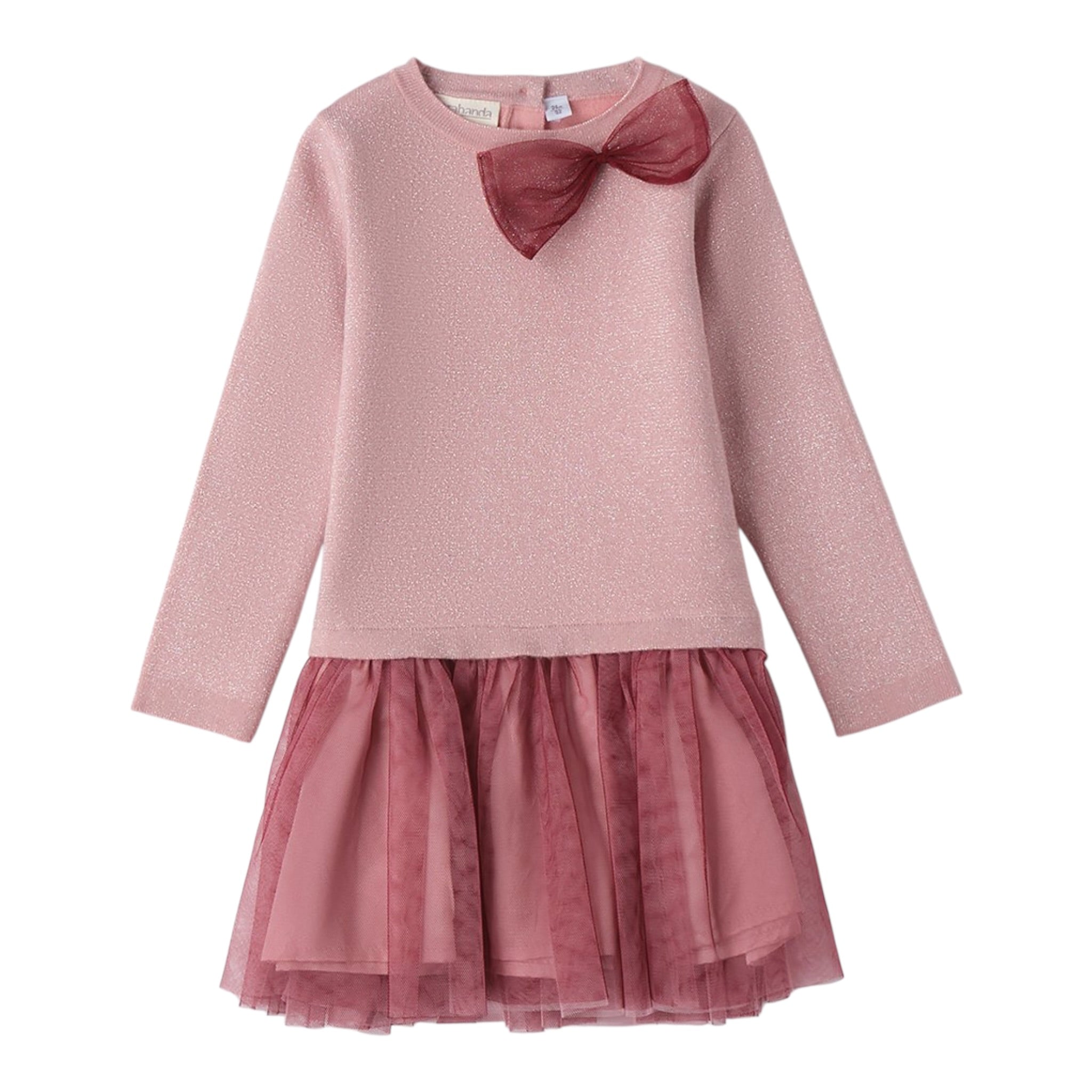 Sarabanda Abito tinta unita con Fiocco E Tulle Rosa per Neonata 0F340XN ROSA SARABANDA 