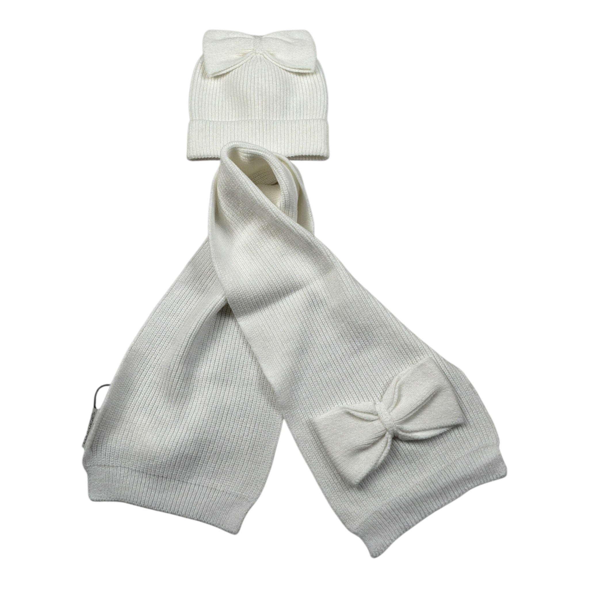 Sarabanda Cappello tinta unita con Sciarpa Bianco per Neonata 0F912 BIANCO SARABANDA 